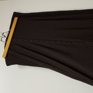 Brown Button Up Midi Skirt